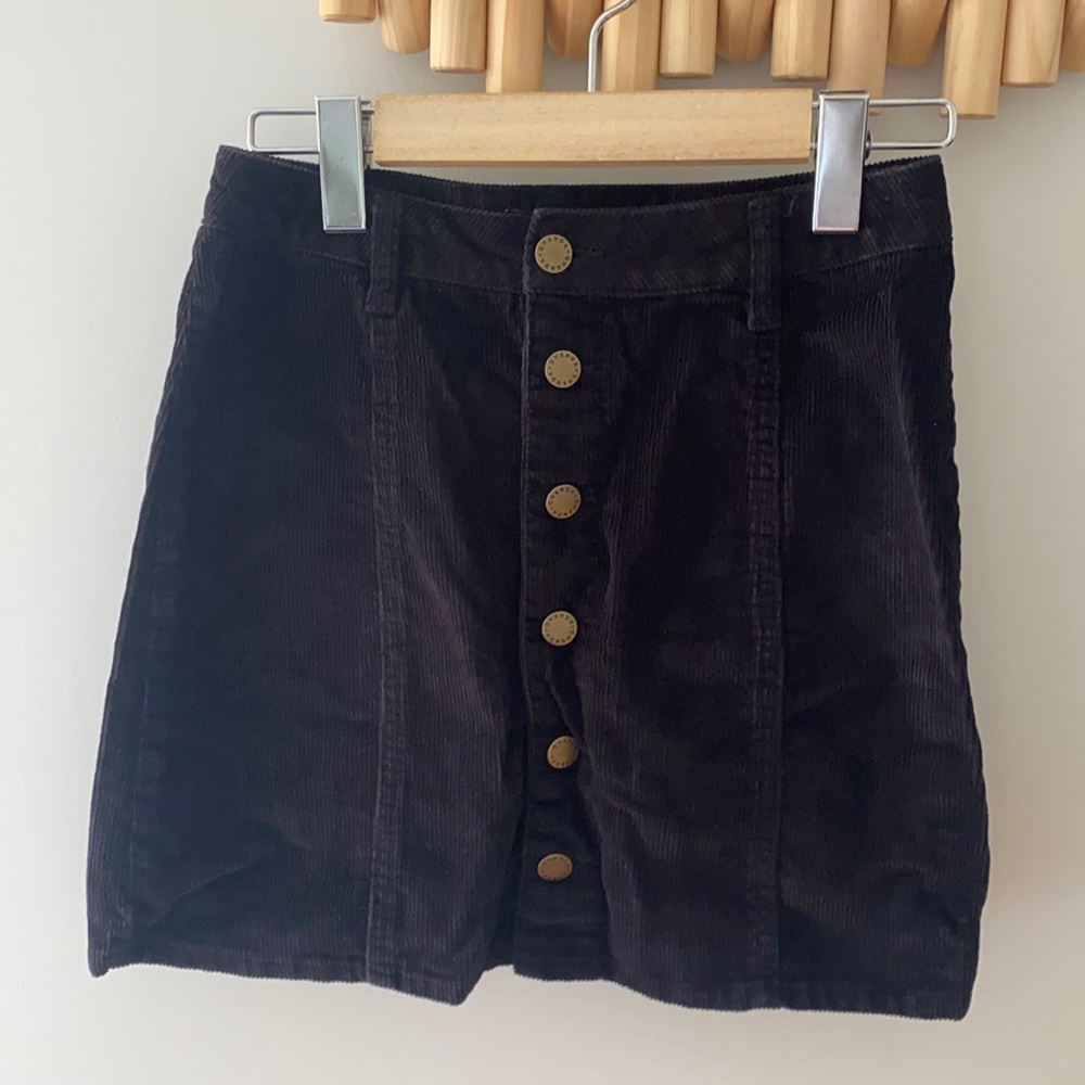 Black corduroy jean skirt